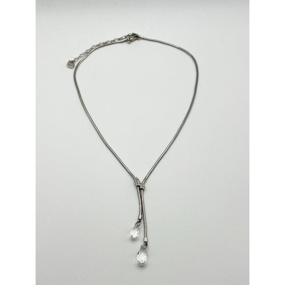 Swarovski Silver-Tone Adjustable Necklace With Crystal Drop Pendants - Picture 1 of 8